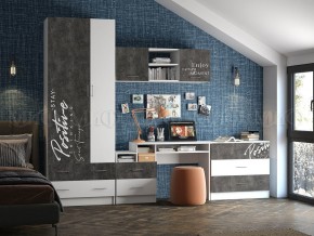 ВЕГА NEW Позитив Антресоль (Бетон темный/белый) в Муравленко - muravlenko.ok-mebel.com | фото 3