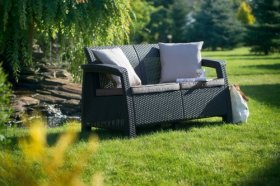 Диван пластиковый Корфу (Corfu love seat) графит в Муравленко - muravlenko.ok-mebel.com | фото 2