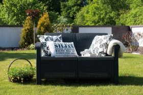 Диван пластиковый Корфу (Corfu love seat) графит в Муравленко - muravlenko.ok-mebel.com | фото 5