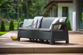 Диван пластиковый Корфу Макс (Corfu love seat max) графит в Муравленко - muravlenko.ok-mebel.com | фото 3