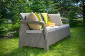 Диван пластиковый Корфу Макс (Corfu love seat max) капучино - песок в Муравленко - muravlenko.ok-mebel.com | фото 3