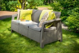 Диван пластиковый Корфу Макс (Corfu love seat max) капучино - песок в Муравленко - muravlenko.ok-mebel.com | фото 4