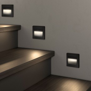 DK3050-BK Светильник встраиваемый в стену, IP 20, LED 3000, 1 Вт, черный пластик в Муравленко - muravlenko.ok-mebel.com | фото 3