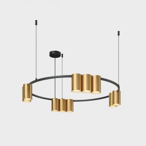 DK4065-BK+SG Подвесной светильник ORBIT , IP20, 10xGU10 LED до 15 Вт, черный + сатинированное золото, алюминий в Муравленко - muravlenko.ok-mebel.com | фото