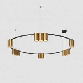 DK4067-BK+SG Подвесной светильник ORBIT, IP20, 15xGU10 LED, до 15 Вт, черный + сатинированное золото, алюминий в Муравленко - muravlenko.ok-mebel.com | фото