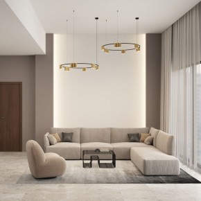 DK4067-BK+SG Подвесной светильник ORBIT, IP20, 15xGU10 LED, до 15 Вт, черный + сатинированное золото, алюминий в Муравленко - muravlenko.ok-mebel.com | фото 4