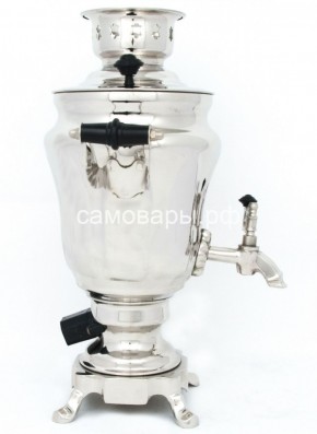 Электрический самовар из латуни никелированный на 1,5 литра форма "Тюльпан" с защитой от выкипания в Муравленко - muravlenko.ok-mebel.com | фото 3