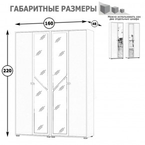 Камелия Шкаф 4-х створчатый, цвет белый, ШхГхВ 160х48х220 см., универсальная сборка, можно использовать как два отдельных шкафа в Муравленко - muravlenko.ok-mebel.com | фото 4