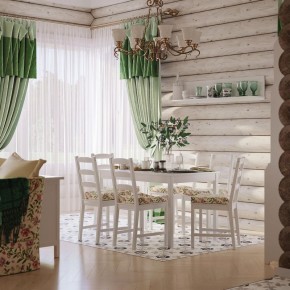Комлект Вествик обеденный стол и четыре стула, массив сосны, цвет белый в Муравленко - muravlenko.ok-mebel.com | фото