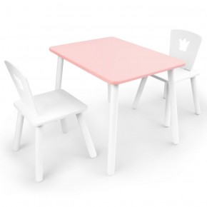 Комплект детской мебели стол и два стула Корона  (Розовый/Белый/Белый) в Муравленко - muravlenko.ok-mebel.com | фото