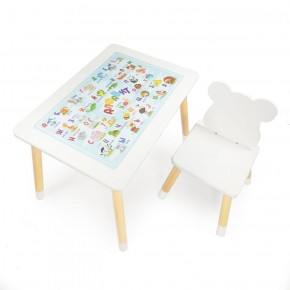 Комплект детской мебели стол и стул Мишутка с накладкой Алфавит (Белый/Белый/Береза) в Муравленко - muravlenko.ok-mebel.com | фото 2