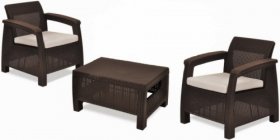 Комплект мебели Корфу Уикенд (Corfu Weekend) коричневый - серо-бежевый * в Муравленко - muravlenko.ok-mebel.com | фото 1
