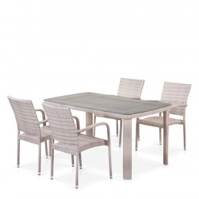 Комплект плетеной мебели T256C/Y376C-W85 Latte (4+1) + подушки на стульях в Муравленко - muravlenko.ok-mebel.com | фото