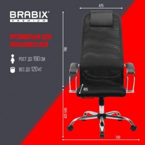 Кресло BRABIX PREMIUM "Ultimate EX-800" хром, плотная двойная сетка Х2, черное, 532911 в Муравленко - muravlenko.ok-mebel.com | фото 6