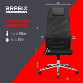 Кресло BRABIX PREMIUM "Ultimate EX-801" хром, плотная двойная сетка Х2, черное, 532917 в Муравленко - muravlenko.ok-mebel.com | фото 7