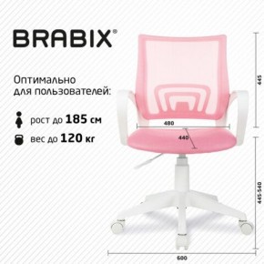 Кресло BRABIX "Fly MG-396W", с подлокотниками, пластик белый, сетка, розовое, 533008 в Муравленко - muravlenko.ok-mebel.com | фото 5