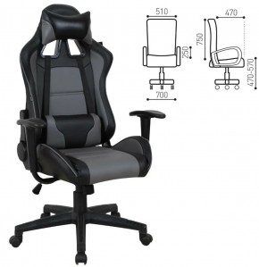 Кресло компьютерное BRABIX "GT Racer GM-100" (черное/серое) 531926 в Муравленко - muravlenko.ok-mebel.com | фото 2