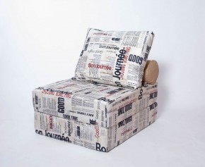 Кресло-кровать-пуф бескаркасное Прайм (Газета) в Муравленко - muravlenko.ok-mebel.com | фото