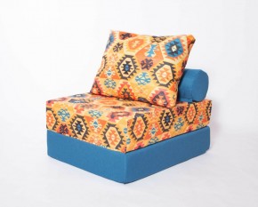 Кресло-кровать-пуф бескаркасное Прайм (мехико желтый-морская волна) в Муравленко - muravlenko.ok-mebel.com | фото 1
