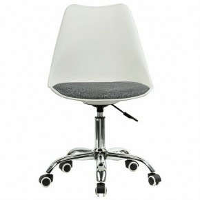 Кресло стул BRABIX "Eames MG-310 CH", хром, пластик белый, ткань серая, 532924 в Муравленко - muravlenko.ok-mebel.com | фото