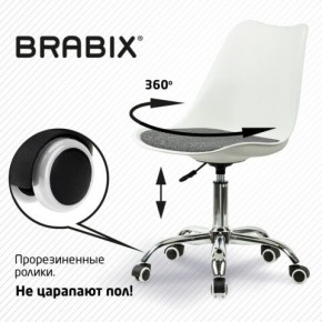 Кресло стул BRABIX "Eames MG-310 CH", хром, пластик белый, ткань серая, 532924 в Муравленко - muravlenko.ok-mebel.com | фото 7