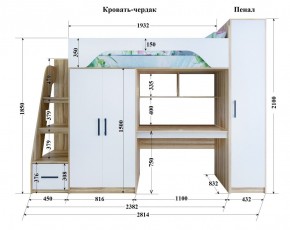 Кровать-чердак Тея (*Без Пенала) в Муравленко - muravlenko.ok-mebel.com | фото 2