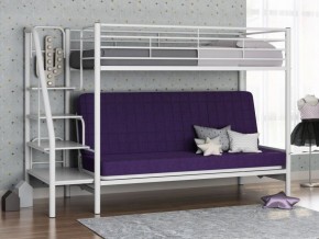 Кровать двухъярусная с диваном "Мадлен-3" (Белый/Фиолетовы) в Муравленко - muravlenko.ok-mebel.com | фото 1