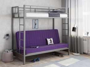 Кровать двухъярусная с диваном "Мадлен" (Серый/Фиолетовый) в Муравленко - muravlenko.ok-mebel.com | фото