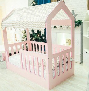 Кровать-домик без ящика 800*1600 (Розовый) в Муравленко - muravlenko.ok-mebel.com | фото