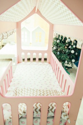 Кровать-домик без ящика 800*1600 (Розовый) в Муравленко - muravlenko.ok-mebel.com | фото 3
