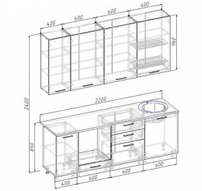 Кухонный гарнитур Антрацит 2200 h950 (Стол. 26мм) в Муравленко - muravlenko.ok-mebel.com | фото 3