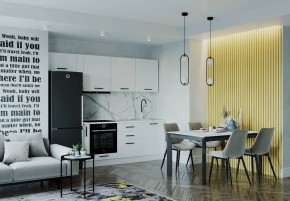 Кухонный гарнитур Белый Глянец 2550 (Стол. 38мм) в Муравленко - muravlenko.ok-mebel.com | фото