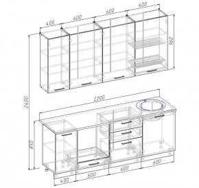 Кухонный гарнитур Капри 2200 h950 (Стол. 38мм) в Муравленко - muravlenko.ok-mebel.com | фото 2
