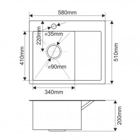 Мойка HD5851L MELANA ProfLine 3,0/200 САТИН врезная прямоугольная с коландером HD5851L в Муравленко - muravlenko.ok-mebel.com | фото 2