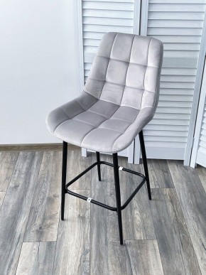 Полубарный стул ХОФМАН, цвет H-09 Светло-серый, велюр / черный каркас H=63cm М-City в Муравленко - muravlenko.ok-mebel.com | фото 4