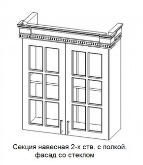 Секция навесная 2-х ств. с полкой "Верона", фасад со стеклом (800) в Муравленко - muravlenko.ok-mebel.com | фото