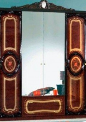 Шкаф 4-х дверный с зеркалами (01.144) Роза (могано) в Муравленко - muravlenko.ok-mebel.com | фото