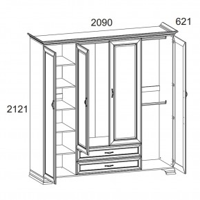 Шкаф 4D2S Z, TIFFANY, цвет вудлайн кремовый в Муравленко - muravlenko.ok-mebel.com | фото