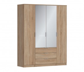 Шкаф 4х дверный с зеркалами Николь СБ-2595/1 (Дуб Сонома) в Муравленко - muravlenko.ok-mebel.com | фото