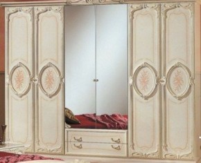Шкаф 6-и дверный с зеркалами (01.146) Роза (беж) в Муравленко - muravlenko.ok-mebel.com | фото