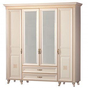 Шкаф для одежды 4-дверный с зеркалом №493 Марлен кремовый белый в Муравленко - muravlenko.ok-mebel.com | фото
