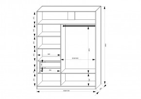 Шкаф-купе 1500 серии NEW CLASSIC K2+K2+B2+PL2(2 ящика+1 штанга+1 полка) профиль «Капучино» в Муравленко - muravlenko.ok-mebel.com | фото 3