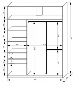 Шкаф-купе 1800 серии SOFT D8+D2+B2+PL4 (2 ящика+F обр.штанга) профиль «Графит» в Муравленко - muravlenko.ok-mebel.com | фото 3