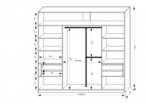 Шкаф-купе 2450 серии NEW CLASSIC K1+K1+K1+B22+PL4 (по 2 ящика лев/прав+F обр.штанга) профиль «Капучино» в Муравленко - muravlenko.ok-mebel.com | фото 3