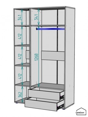 Шкаф Linnea MHR-3-2 2050х1200х510 (ДВ-М 11.1.25) в Муравленко - muravlenko.ok-mebel.com | фото 3