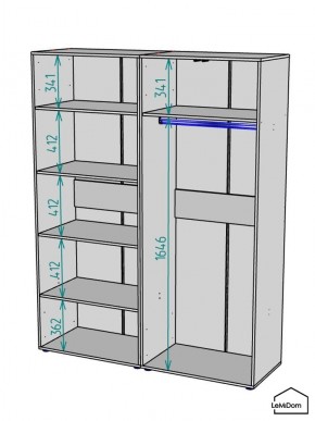 Шкаф Linnea MHR-4PO-1 2050х1600х510 (Белый-М 11.1.1) в Муравленко - muravlenko.ok-mebel.com | фото 3