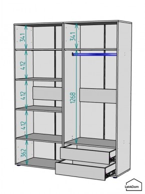 Шкаф Linnea MHR-4PO-2 2050х1600х510 (Белый-М 11.1.1) в Муравленко - muravlenko.ok-mebel.com | фото 3