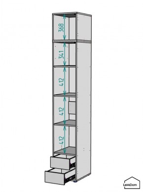 Шкаф с антресолью Linnea MHR-1A-4 2450х400х510 (Графит-М 11.1.25) в Муравленко - muravlenko.ok-mebel.com | фото 3