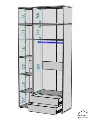 Шкаф с антресолью Linnea MHR-3A-2 2450х1200х510 (Графит-М 11.1.25) в Муравленко - muravlenko.ok-mebel.com | фото 3