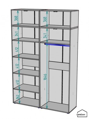 Шкаф с антресолью Linnea MHR-4A-1 2450х1600х510 (Графит-М 11.1.25) в Муравленко - muravlenko.ok-mebel.com | фото 3
